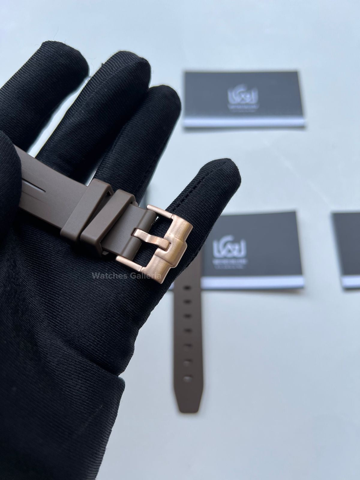 Rubber Straps Coffee w/ Rose Gold