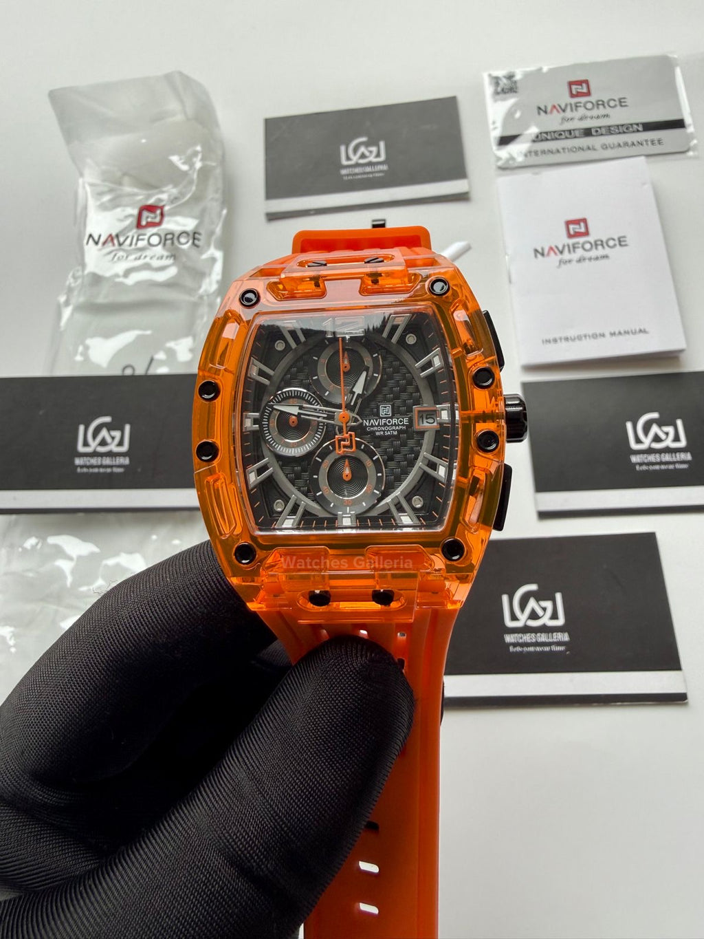 Naviforce NF7105 Tonneau Watch (Orange) Naviforce Watch in Pakistan