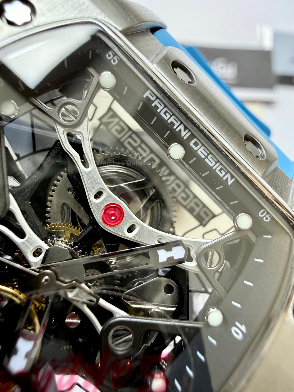 Pagani Design PDYS018 Ice Blue Tonneau Skeleton Silver Ice Blue Automatic Watch | Sapphire Crystal | SX5021 Movement | 50M Waterproof | Pakistan