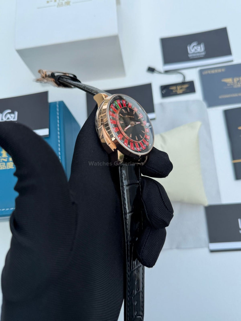 Pindu Design Casino Tourbillon Roulette Button Automatic (Black) P6628 Watches Galleria