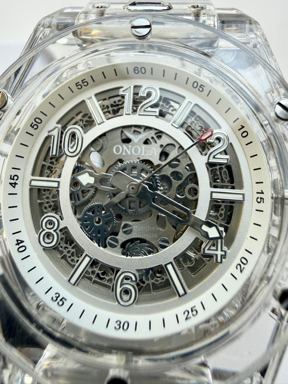 Onola ON3836 Oak Skeleton White Automatic Watch – 49mm Transparent Dial, Bold Sport Design, Pakistan Edition
