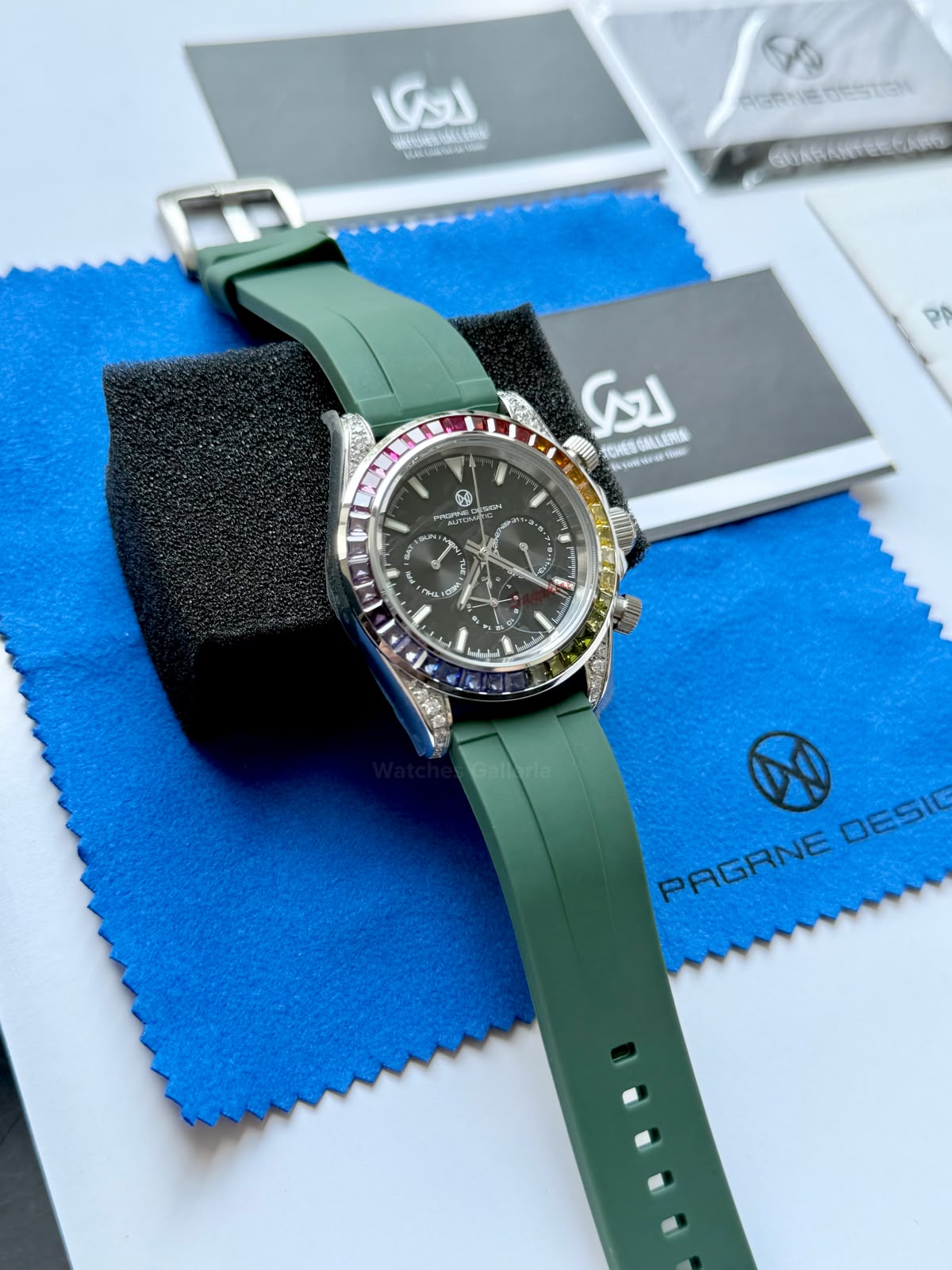 Pagani Design PG1666 Daytona Rainbow Limited Edition Black Automatic Chronograph Watch | 40mm Sapphire Crystal | HZ2196G Movement | 100M Water Resistant