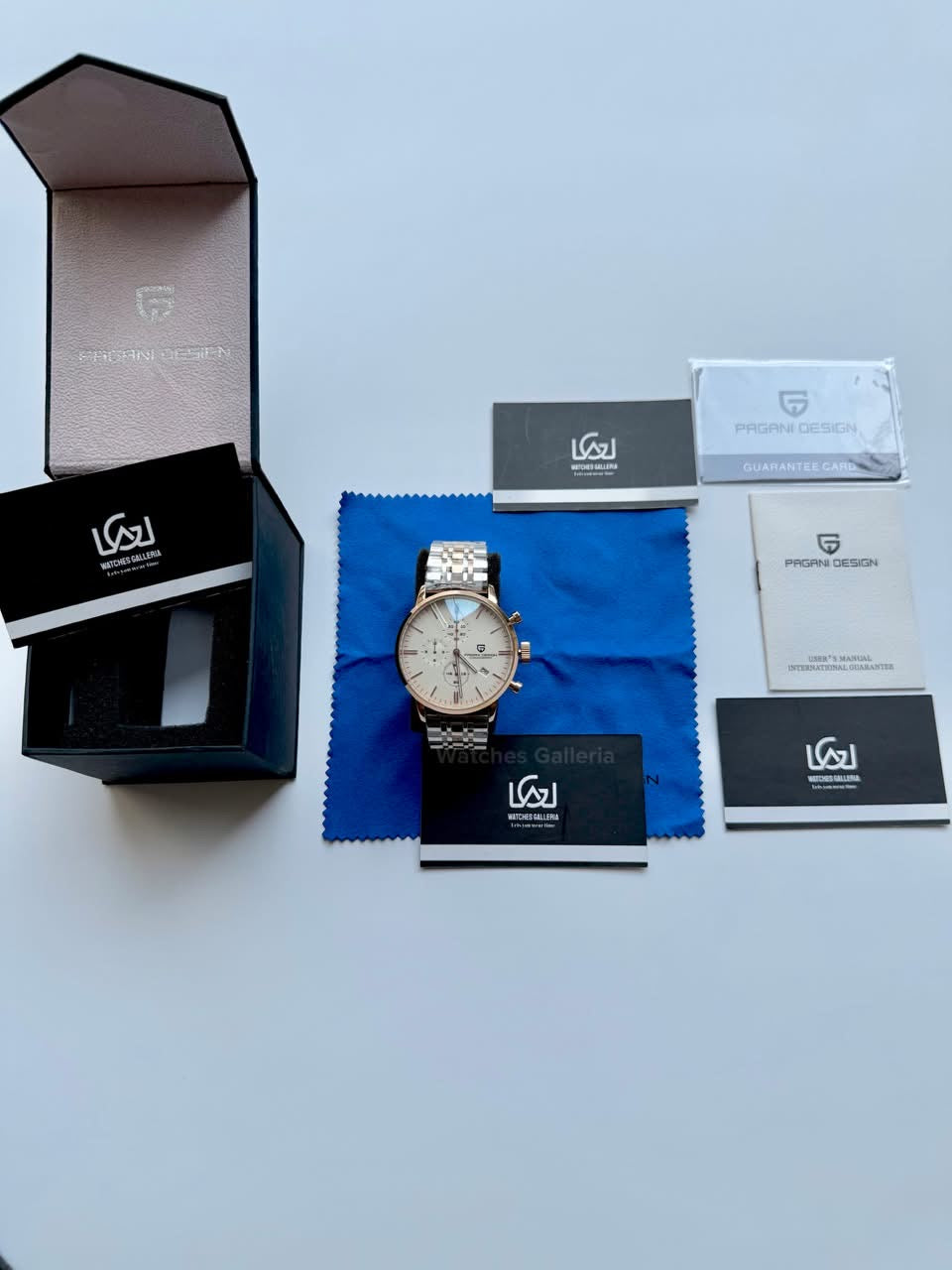 Pagani Design PD2720K Flight Chronograph Watch Limited Edition Rose Gold White Dial Men’s Luxury Watch | Japanese Seiko VK67 Mecha Quartz Chronograph Movement | Stainless Steel Bracelet | 50M Waterproof