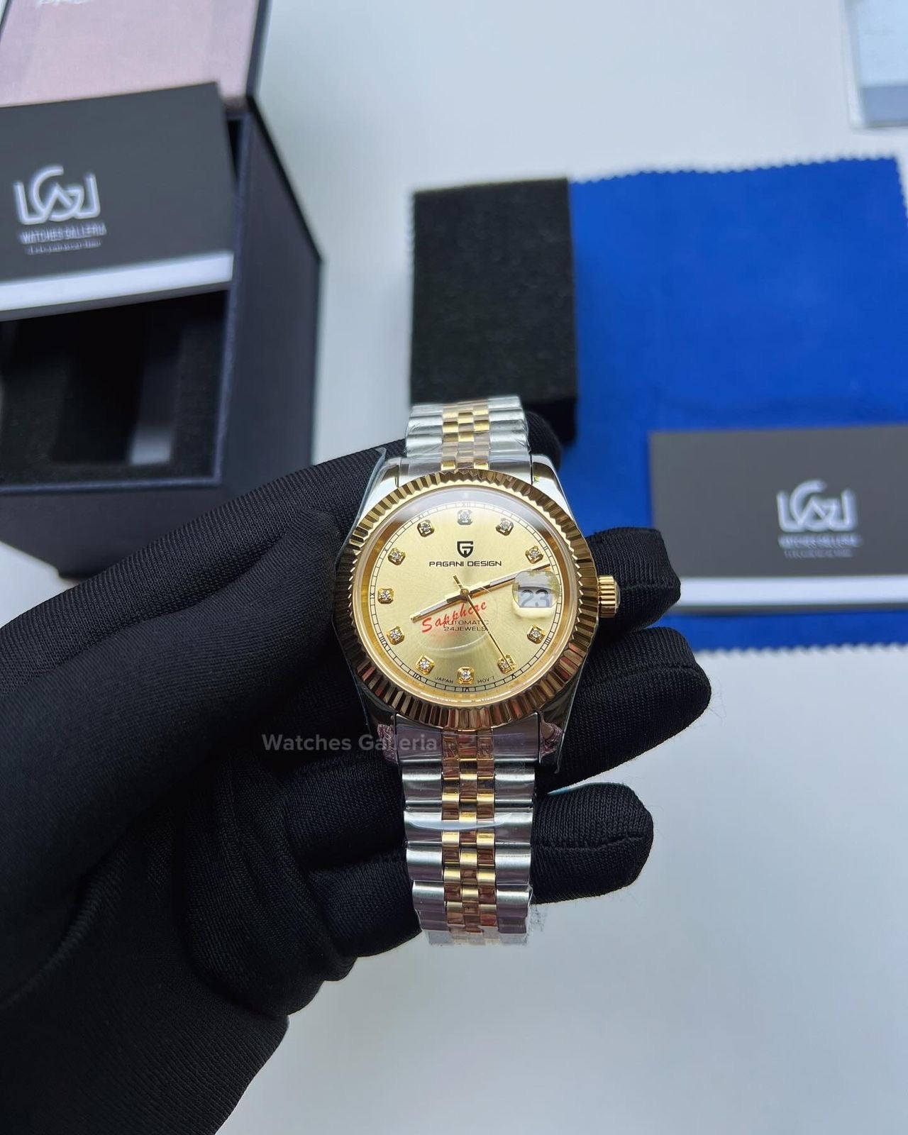 Pagani Design DateJust Stones Dial Automatic (Gold) PD1645 Watches Galleria