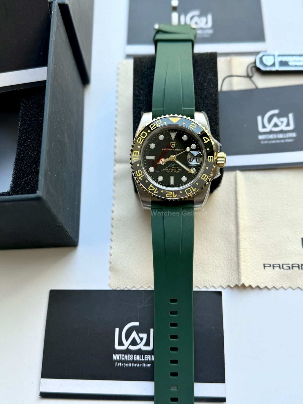 Pagani Design PD1662 GMT Master II Zombie Green Silicon Edition V6 Two Tone in Pakistan – Automatic GMT Luxury Men’s Watch with Sapphire Crystal & Rotating Bezel