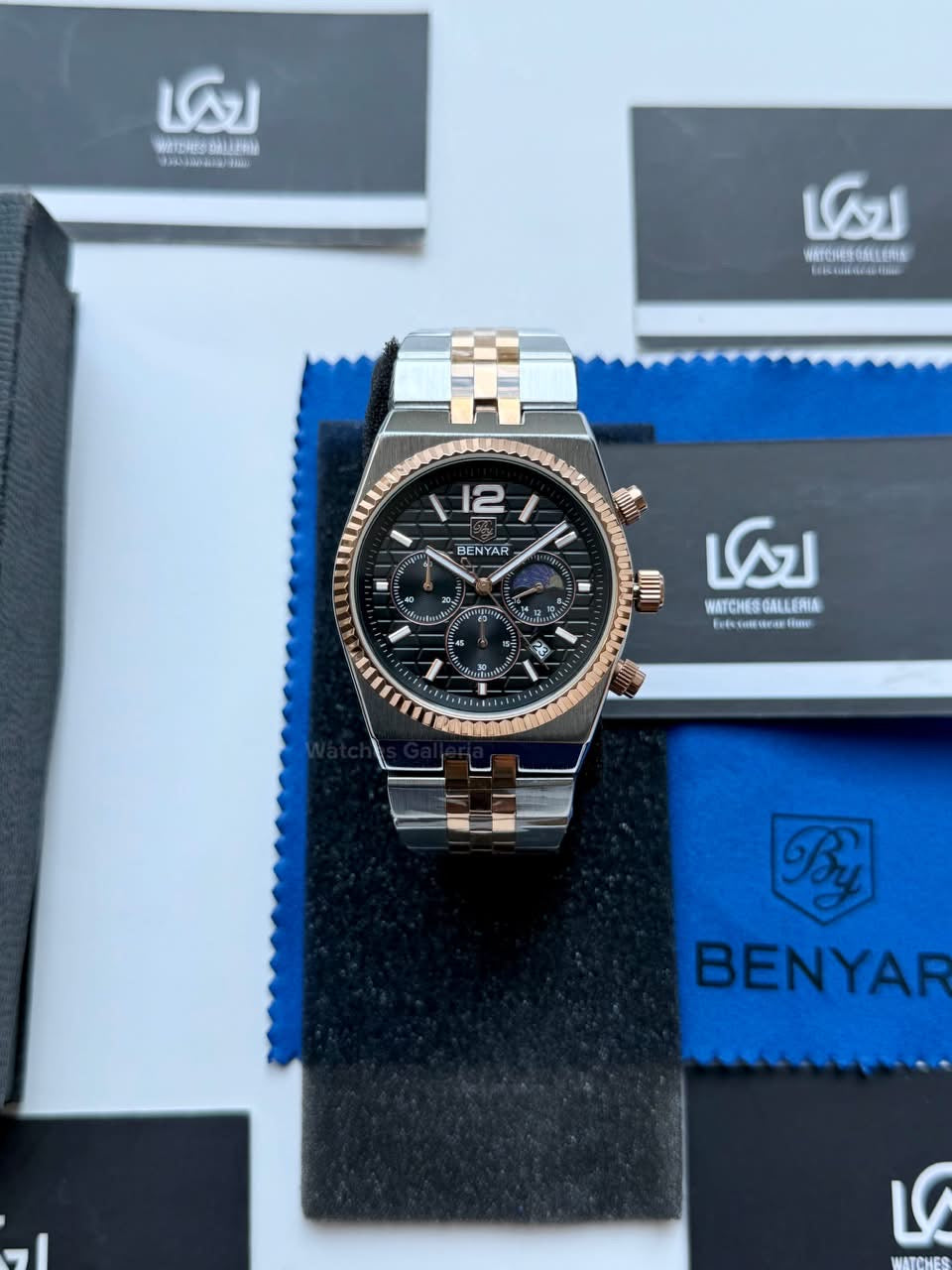 Benyar BY5225 Land Dweller Chronograph Black-Rose Gold Dial Luxury Men’s Watch in Pakistan – Japanese Quartz Stainless Steel Watch