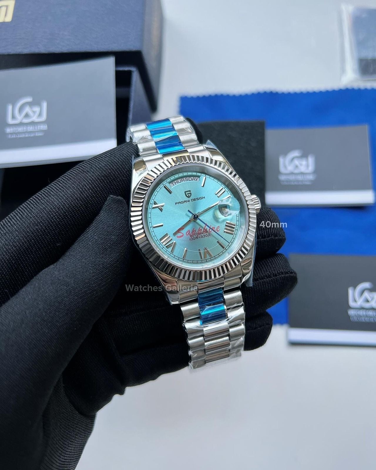 Pagani Design Date Day Automatic 40mm Seiko NH36A Ice Blue Dial PD1783
