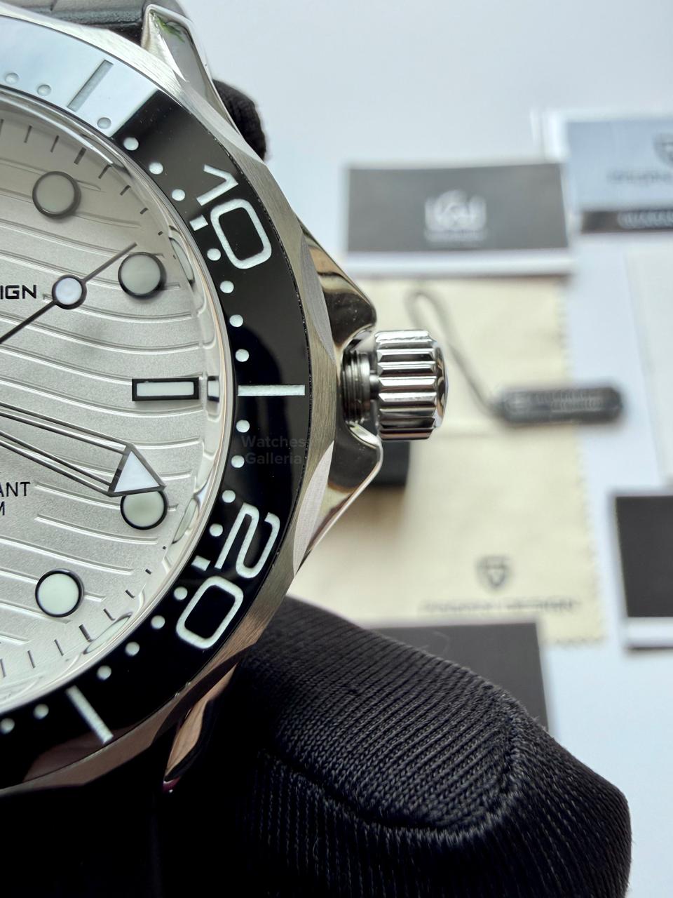 Pagani Design PD1685 Silicon Seamaster Diver White Automatic Watch – 200M Sapphire Crystal NH35A/Miyota Luxury Dive Watch in Pakistan | Watches Galleria