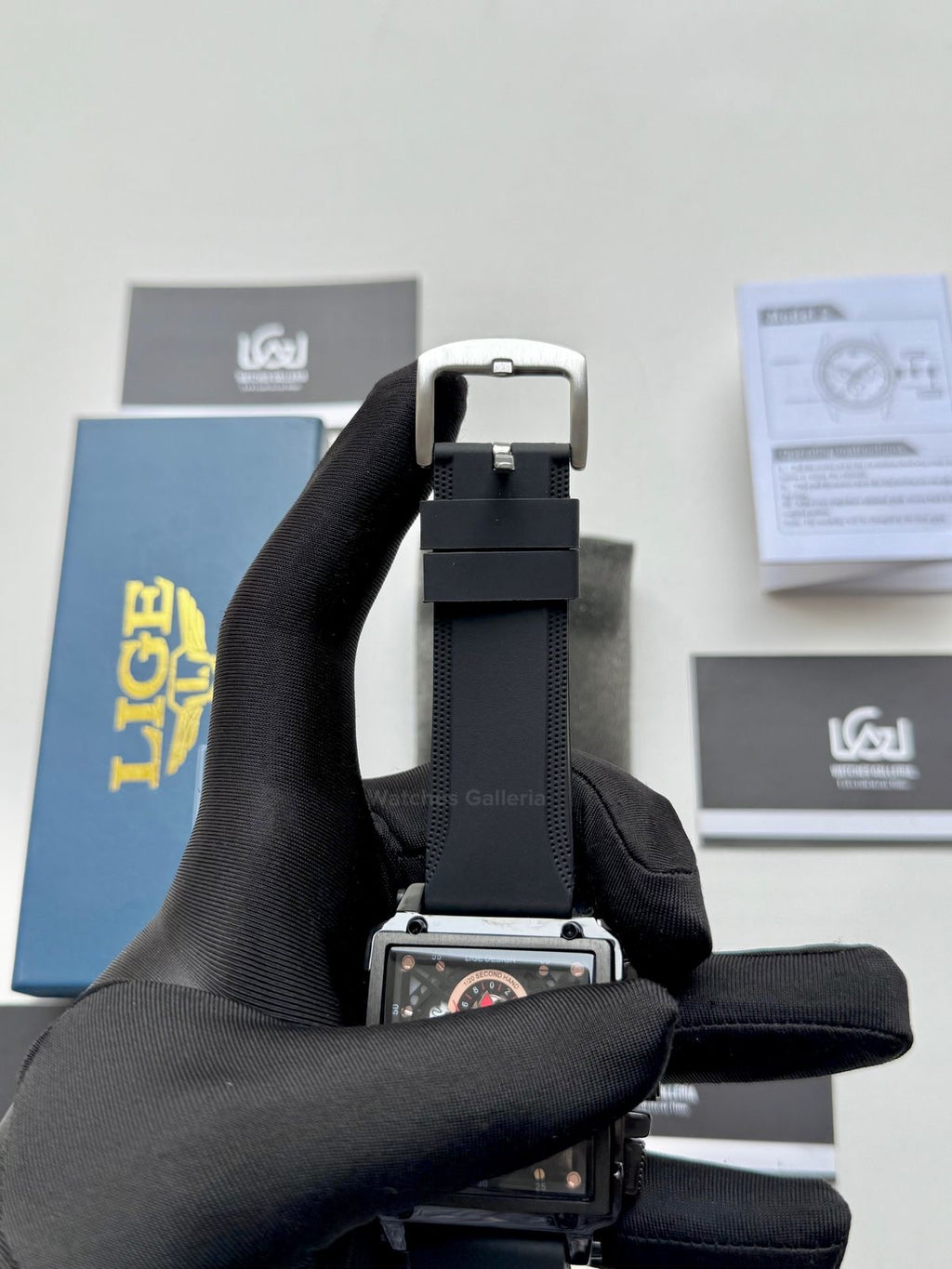 Lige Watch LG8935 Square Chronograph (Black) Lige Watch Pakistan