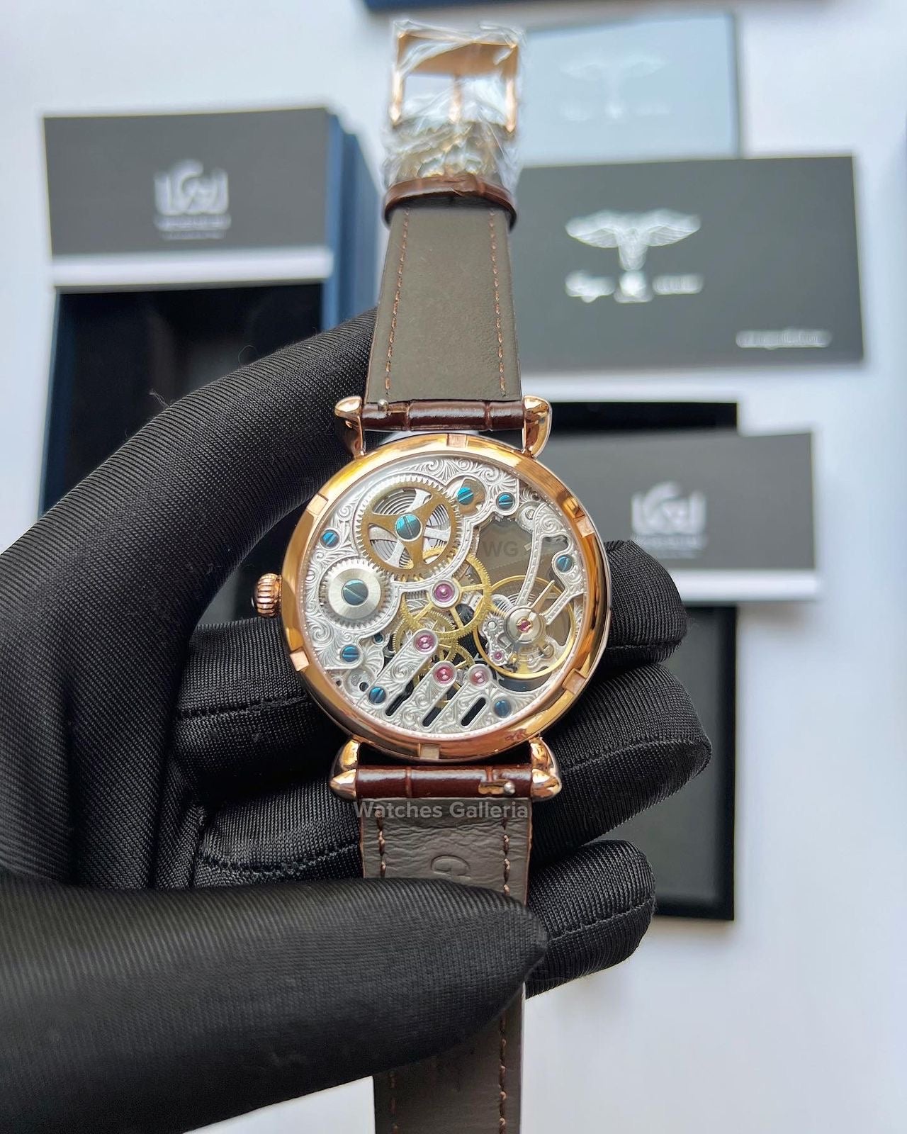 Sugess Skeleton Slimmaster Manual Wind (Brown w/ Rose Gold) SU3600 (Discontinued)