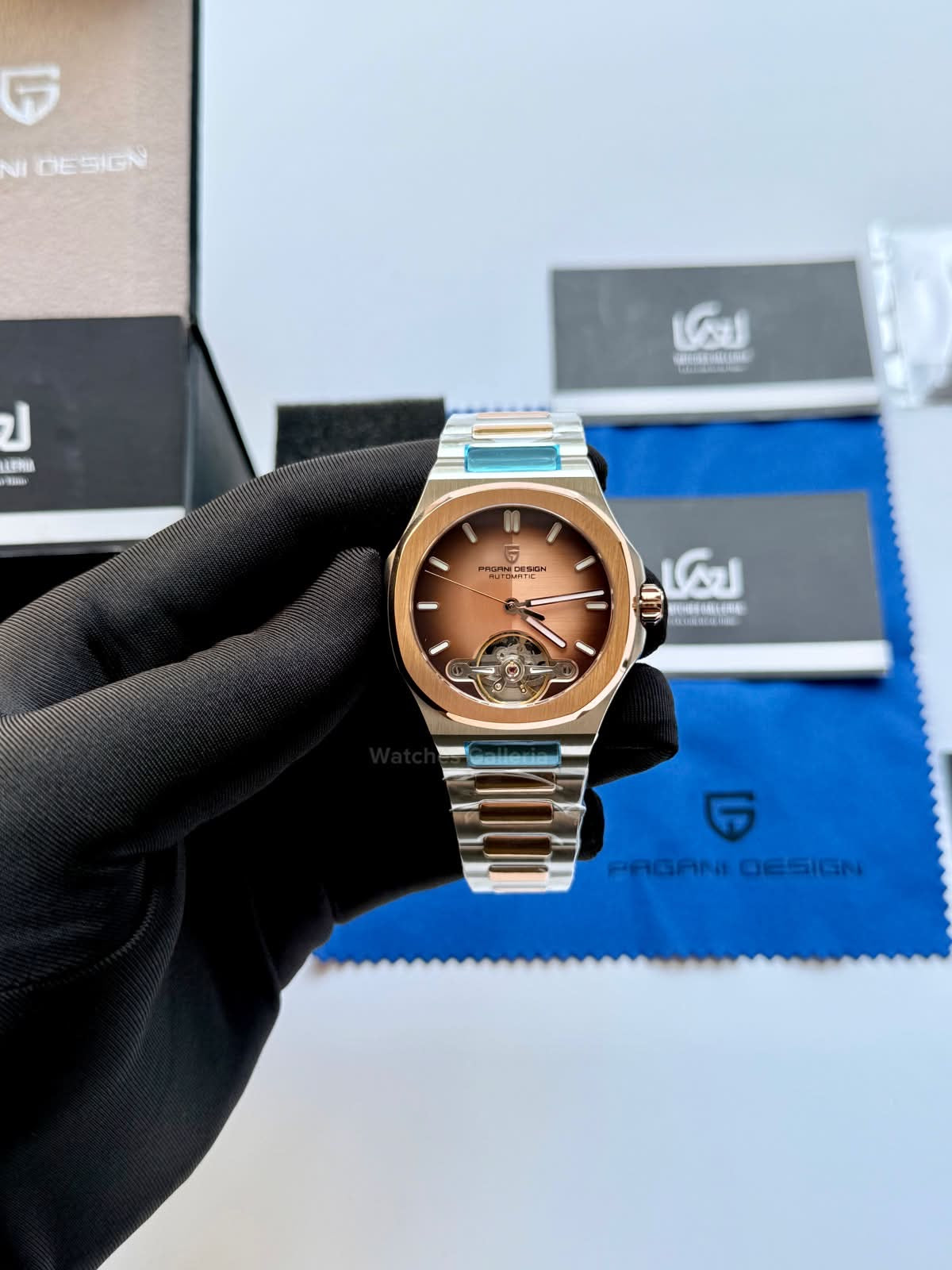 Pagani Design PDys025 Nautilus Flywheel Rose Gold 42mm Automatic Watch – Sapphire Crystal | E3251 Movement | 5ATM