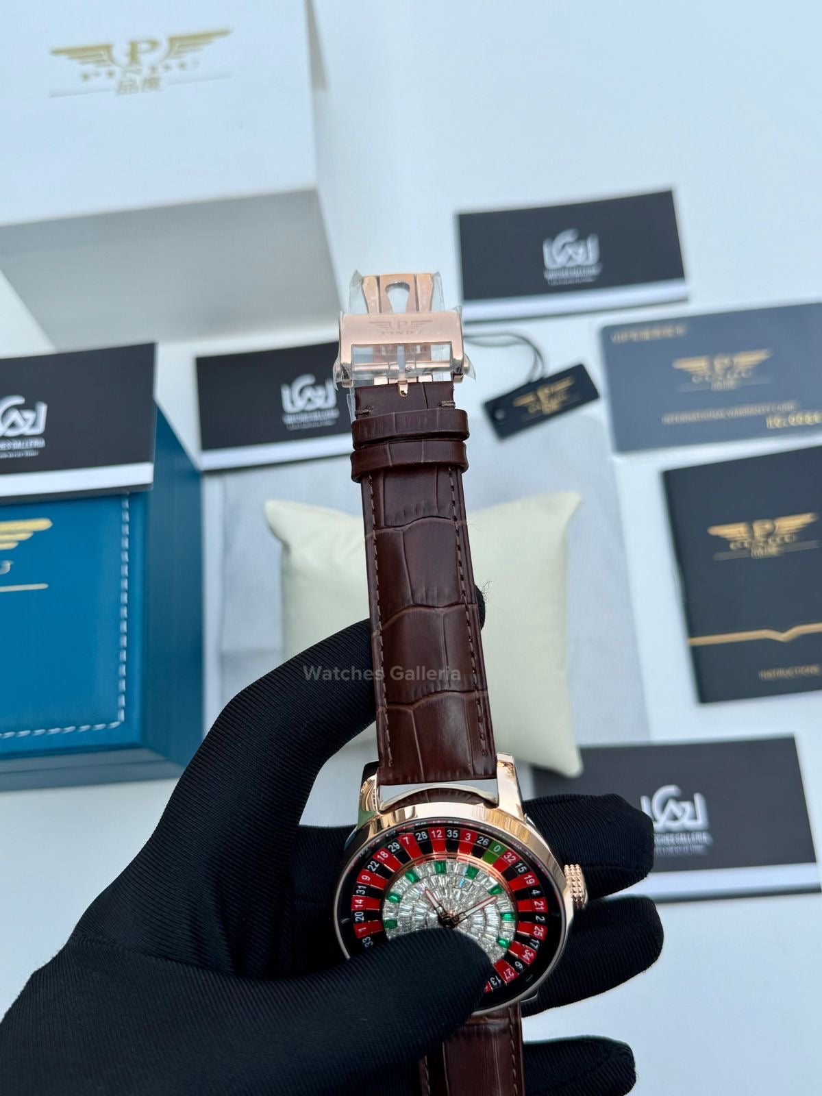 Pindu Design Casino Roulette Button Edition Automatic (Baguette Cut Diamonds) P6628 Watches Galleria