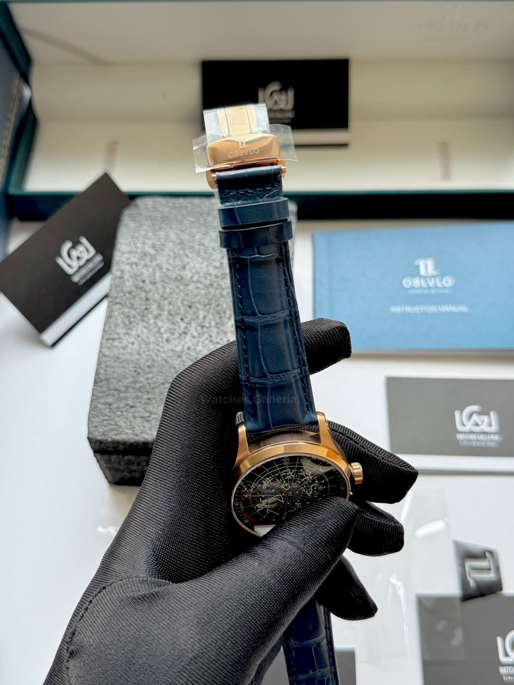 OBLVLO GC (Blue Rose Gold Black) Grand Complications Celestial Automatic Watch Brown & Black Dial with Rose Gold Details, Moving Constellation & Earth Display – OBLVLOGC | Oblvlo