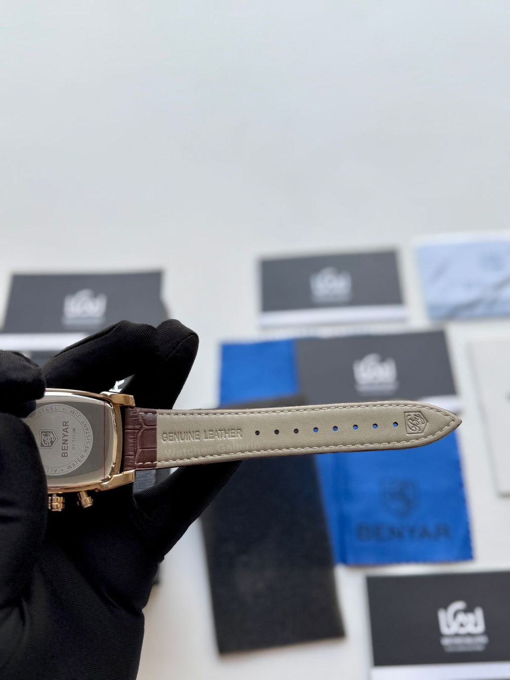 Benyar BY5113 Square Chronograph (Brown/Rose Gold) Benyar Watch Pakistan