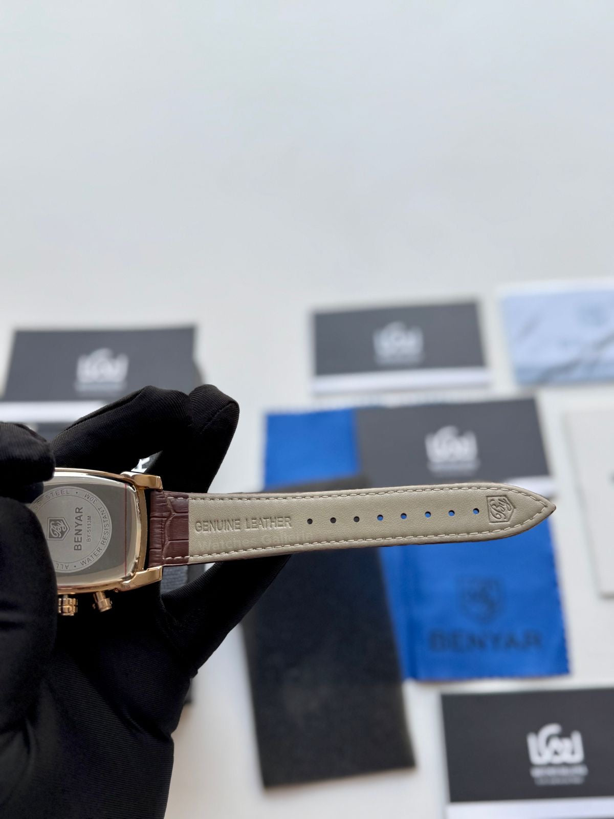 Benyar BY5113 Square Chronograph (Brown/Rose Gold) Benyar Watch Pakistan