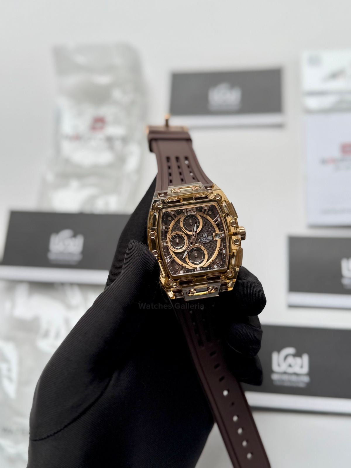 Naviforce NF7105 Tonneau Watch (Brown) Naviforce Watch in Pakistan