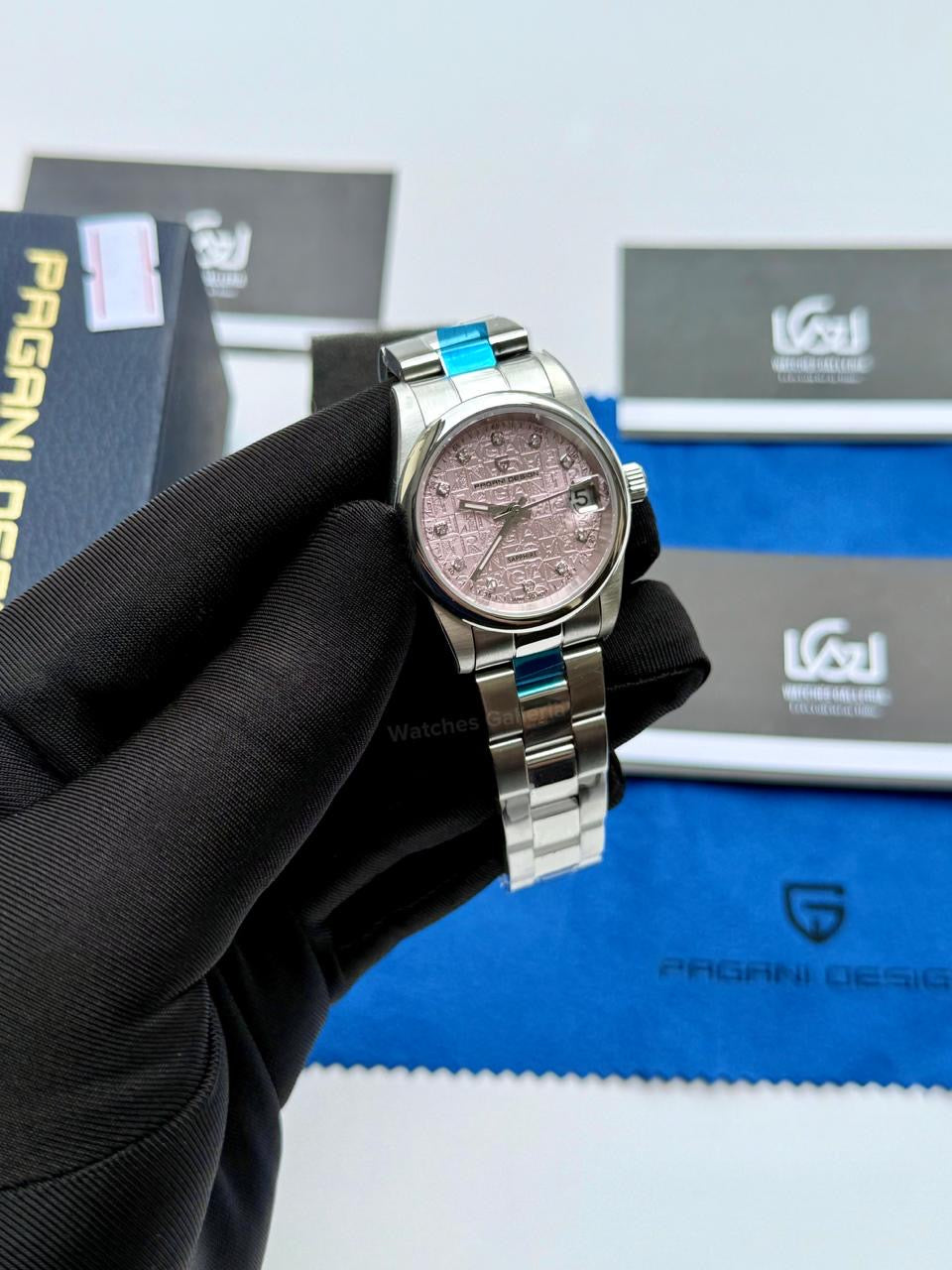 Pagani Design PD1794L Ladies Oyster Perpetual Date Pink Dial Watch in Pakistan – 31mm Elegant Stainless Steel Quartz Luxury Watch