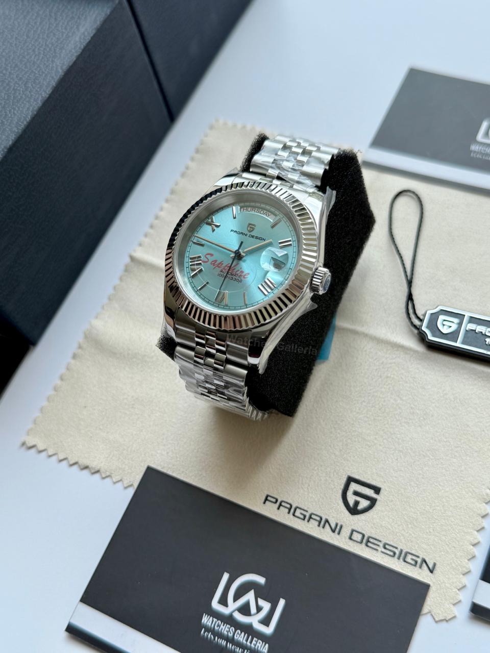 Pagani Design PD1783 Date Day Ice Blue Jubilee Edition Automatic Watch | Seiko NH36A | Sapphire Crystal | 100M Waterproof | Pakistan