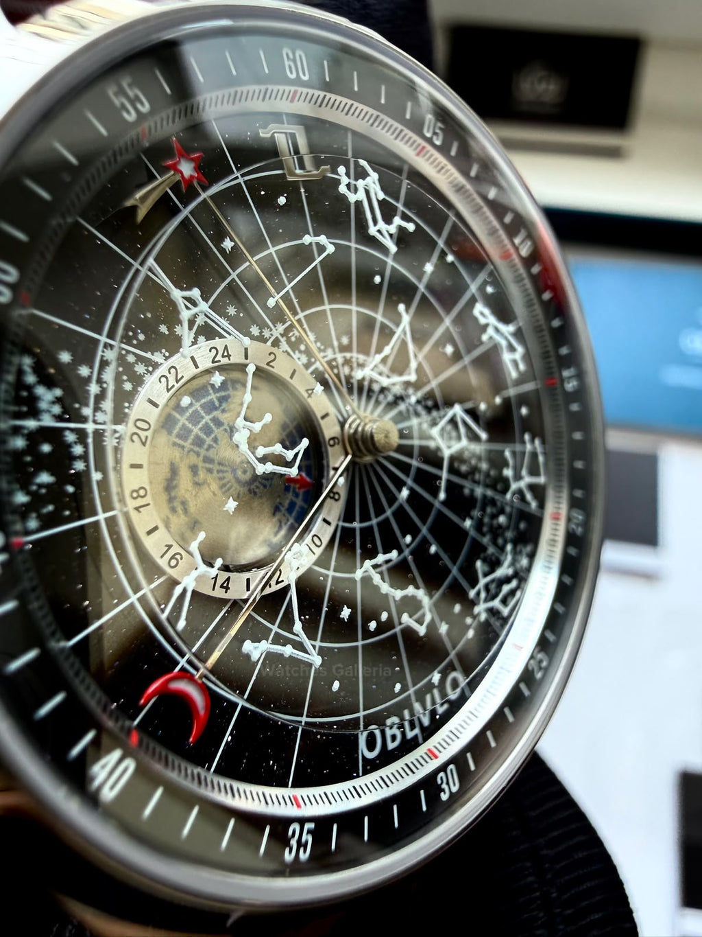 OBLVLO GC (Brown Silver Black) Grand Complications Celestial Automatic Watch Brown & Black Dial with Rose Gold Details, Moving Constellation & Earth Display – OBLVLOGC | Oblvlo