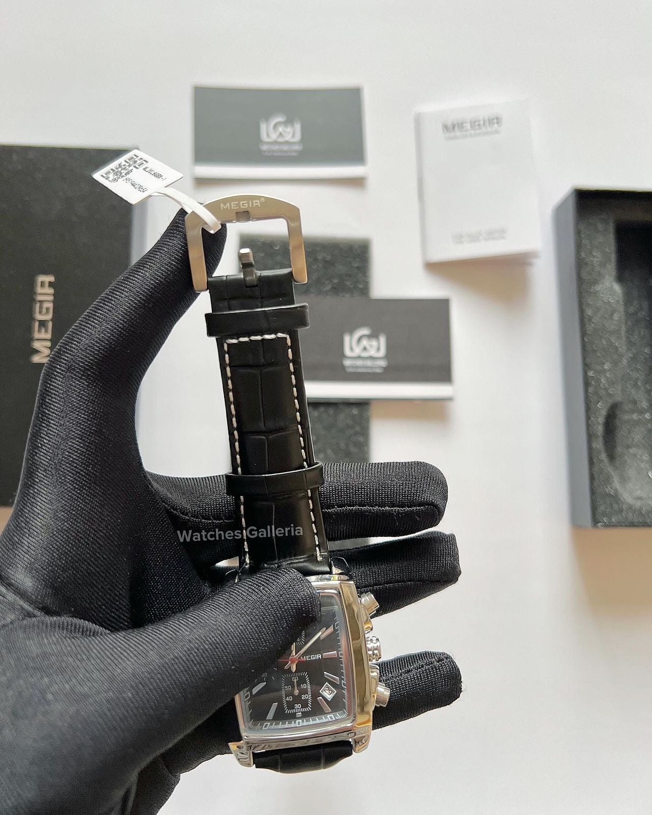Megir Square Chronograph Quartz (Silver Black) ML2028