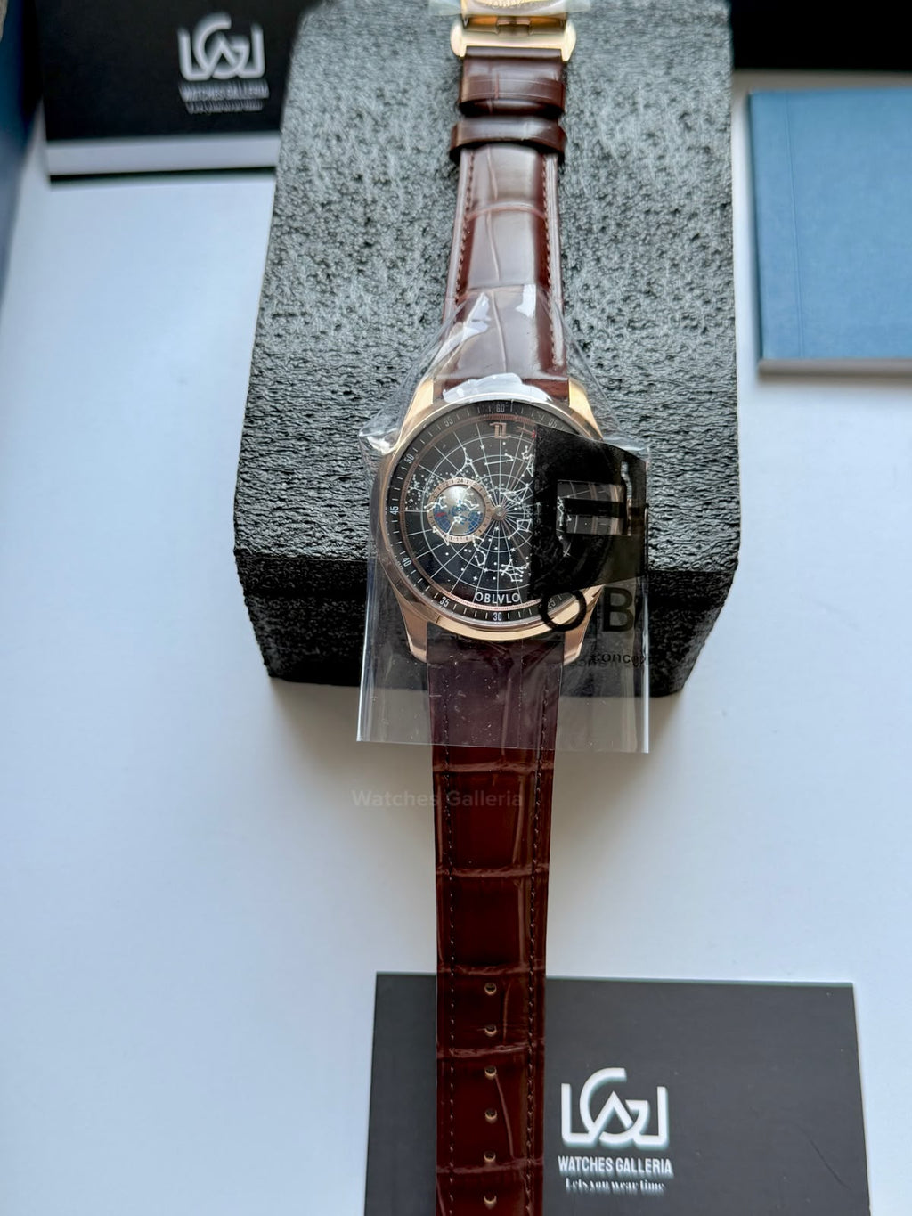OBLVLO GC (Brown Rose Gold Black) Grand Complications Celestial Automatic Watch Brown & Black Dial with Rose Gold Details, Moving Constellation & Earth Display – OBLVLOGC | Oblvlo