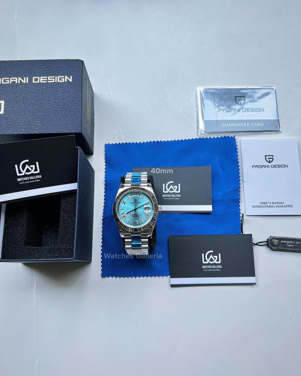 Pagani Design Date Day Automatic 40mm Seiko NH36A Ice Blue Dial PD1783