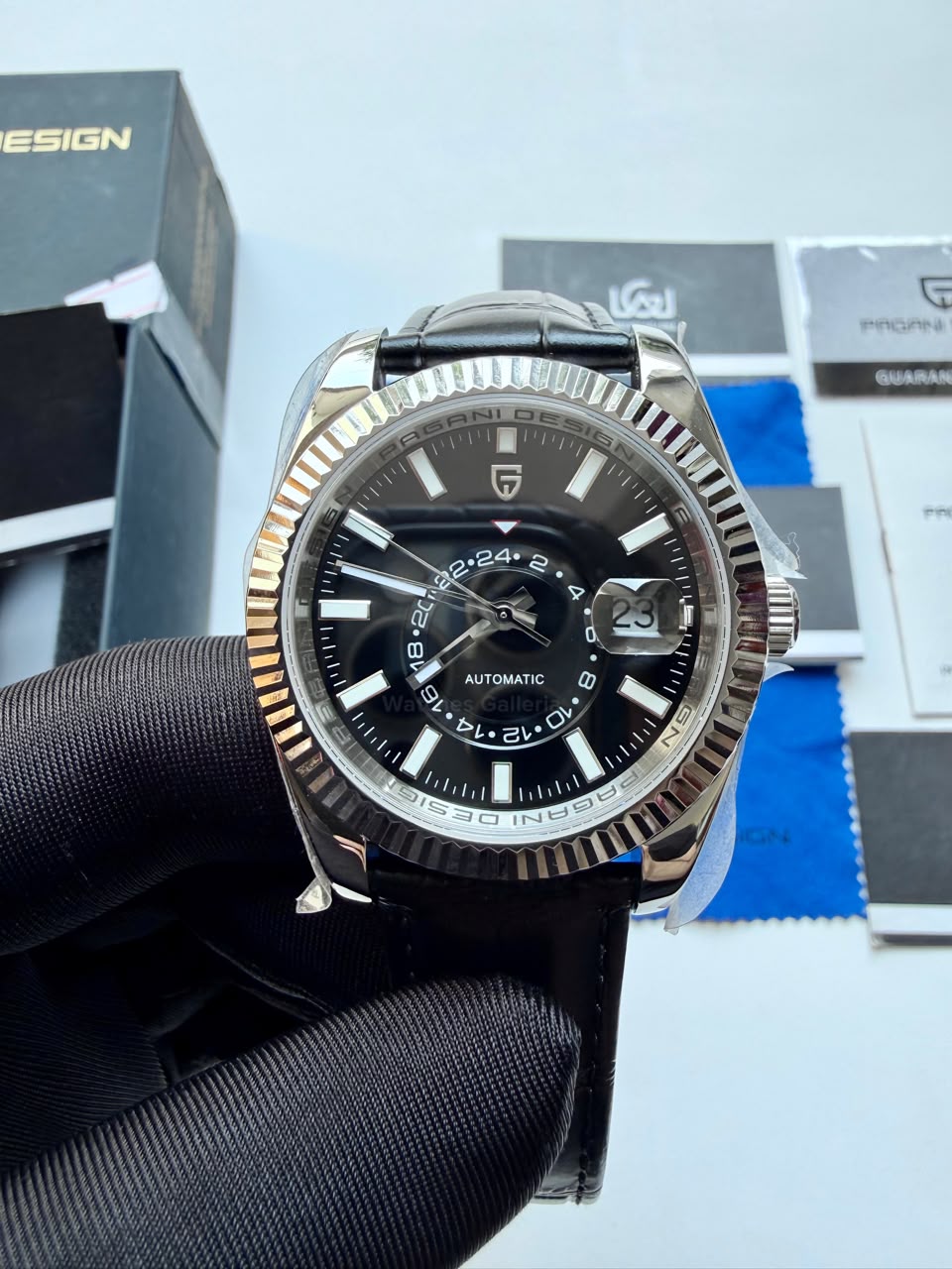 Pagani Design PD1888 Sky Dweller Black Leather Automatic GMT Watch for Men Sapphire Crystal Original Pagani Design Watch Pakistan