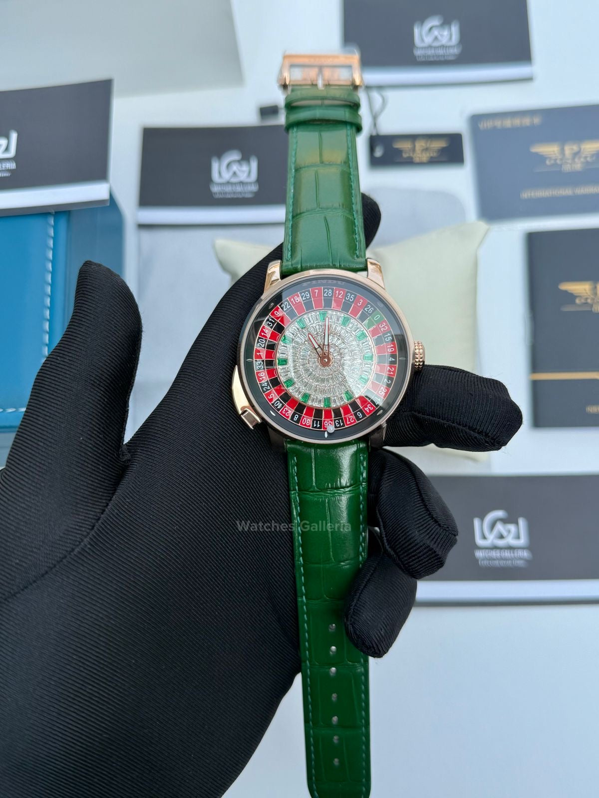 Pindu Design Casino Roulette Button Edition Automatic (Baguette Cut Diamonds) P6628 Watches Galleria