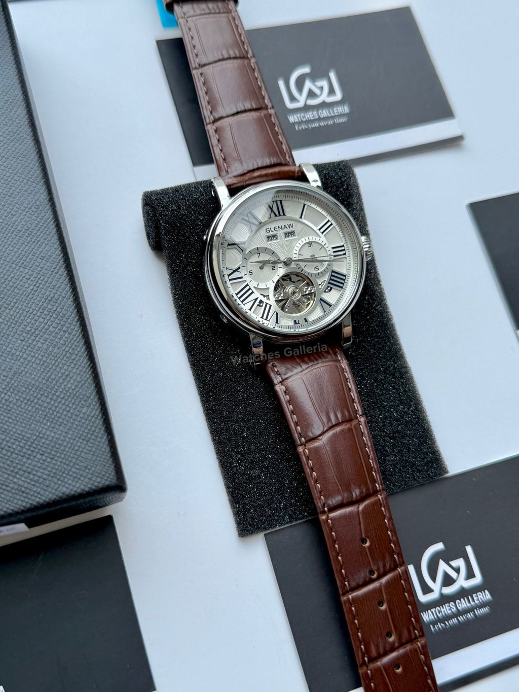 Glenaw GL8920 Calendar Flywheel Automatic Watch – Brown | Luxury Automatic Wristwatch for Men