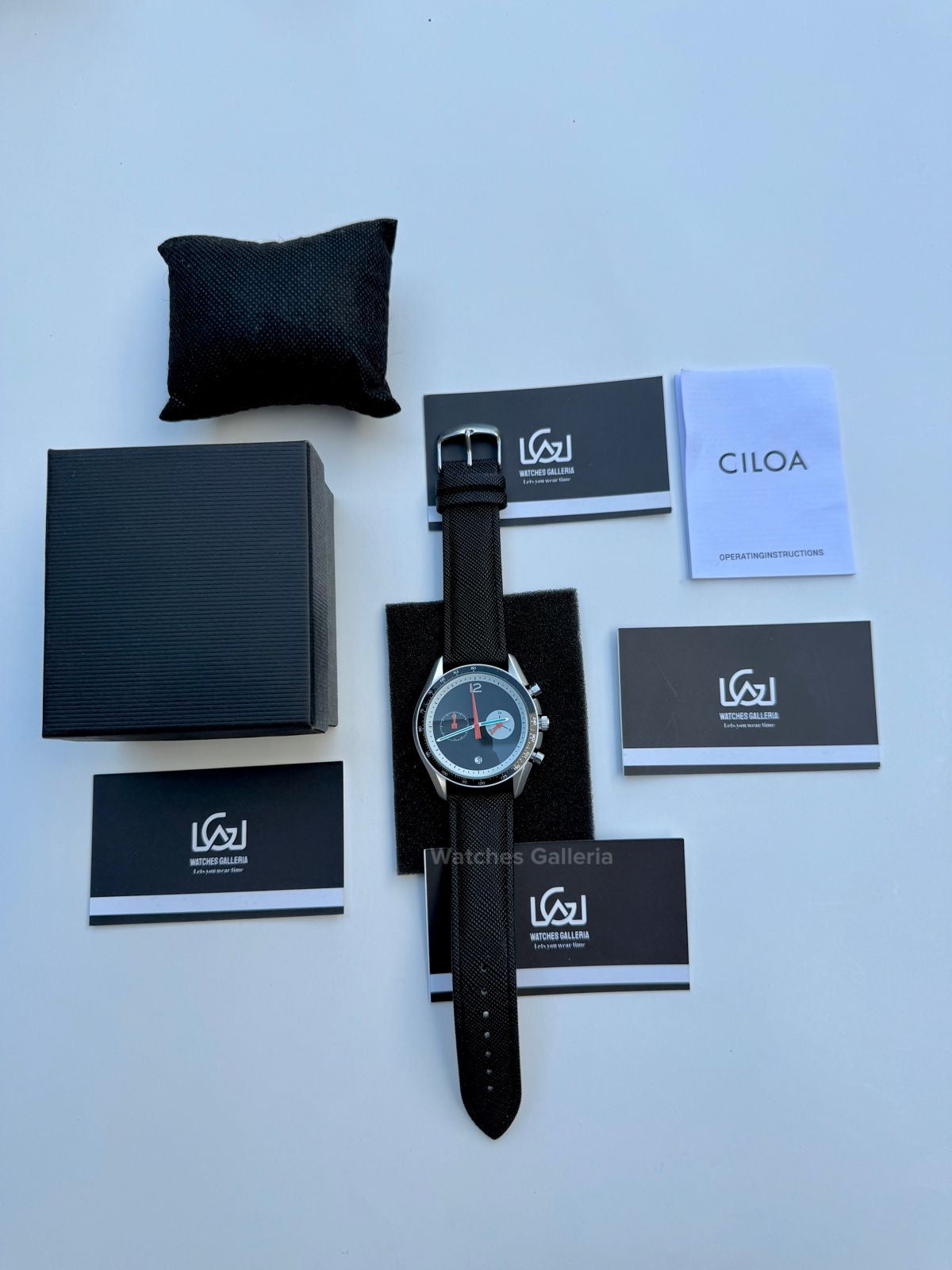 Ciloa Chronograph Leather Quartz (Black) ciloa507 Watches Galleria
