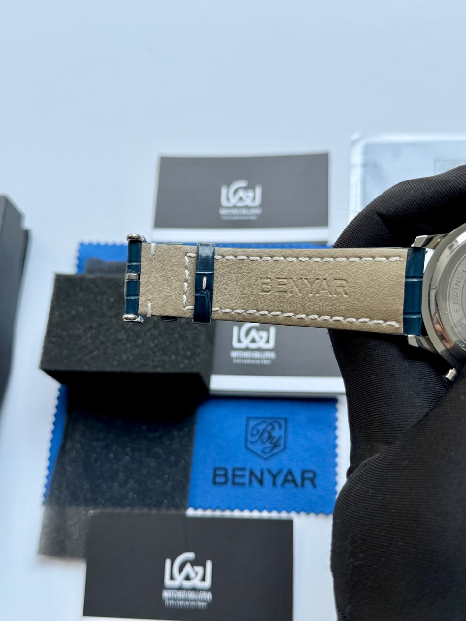 Benyar BY5213 Blue Men’s Luxury Quartz Leather Strap Watch – Waterproof Stainless Steel Analog Wrist Watch with Luminous Hands | Original Benyar Pakistan | Watches Galleria
