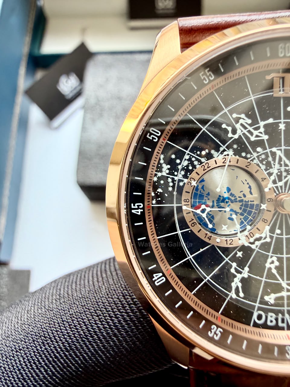 OBLVLO GC (Brown Rose Gold Black) Grand Complications Celestial Automatic Watch Brown & Black Dial with Rose Gold Details, Moving Constellation & Earth Display – OBLVLOGC | Oblvlo