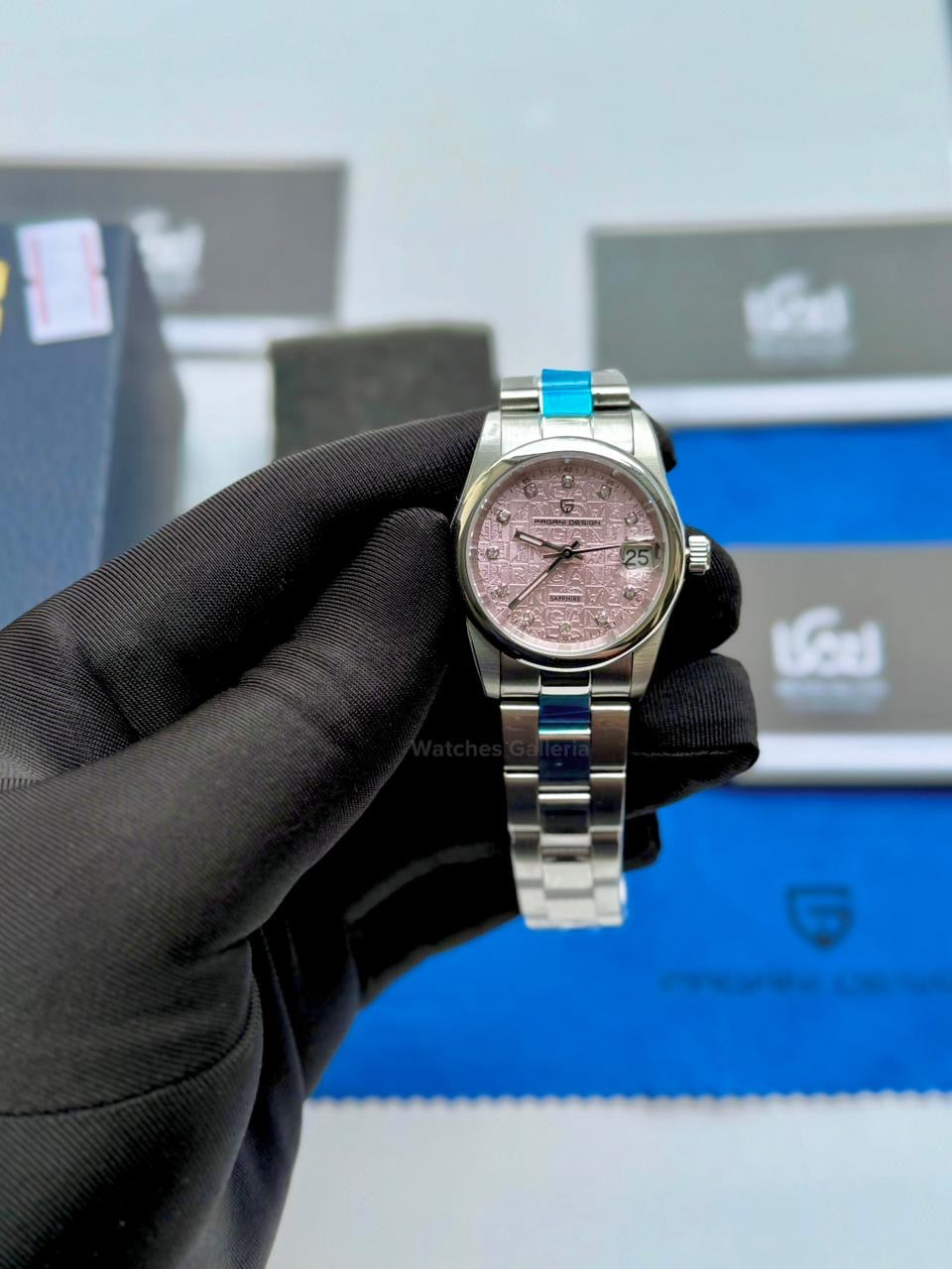 Pagani Design PD1794L Ladies Oyster Perpetual Date Pink Dial Watch in Pakistan – 31mm Elegant Stainless Steel Quartz Luxury Watch