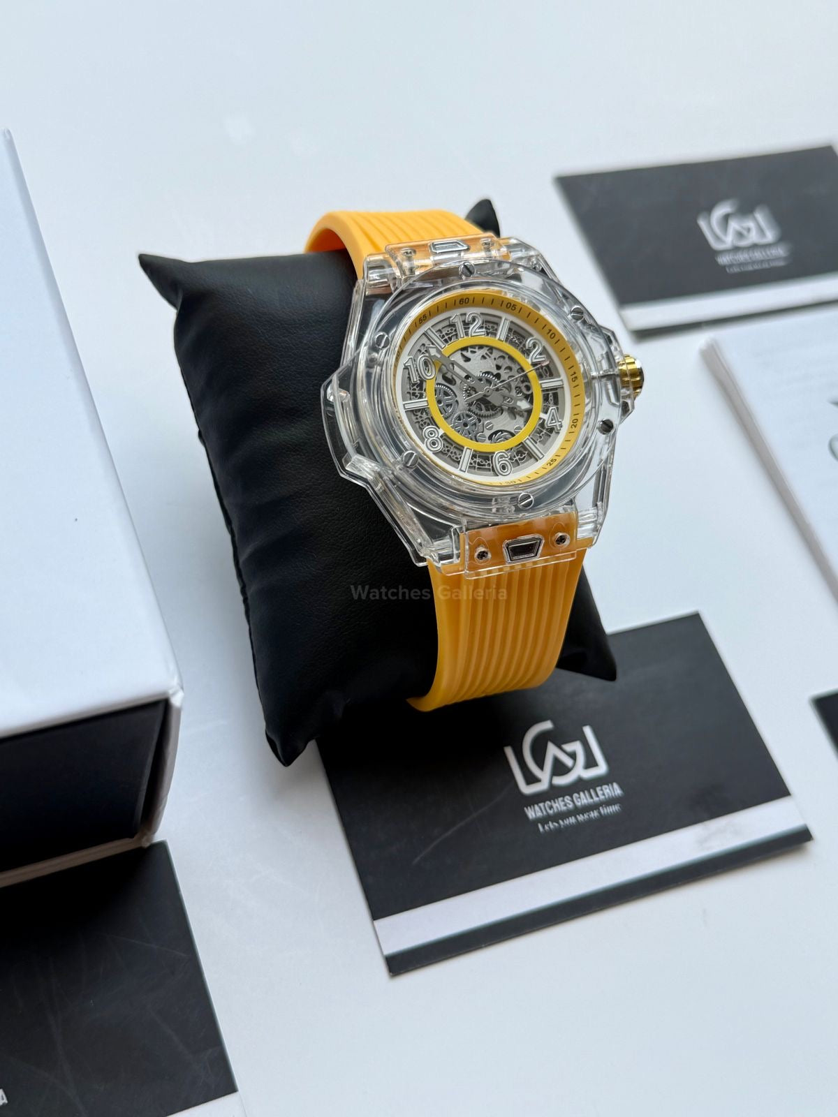 Onola ON3836 Oak Skeleton Yellow Automatic Watch – 49mm Transparent Dial, Bold Sport Design, Pakistan Edition