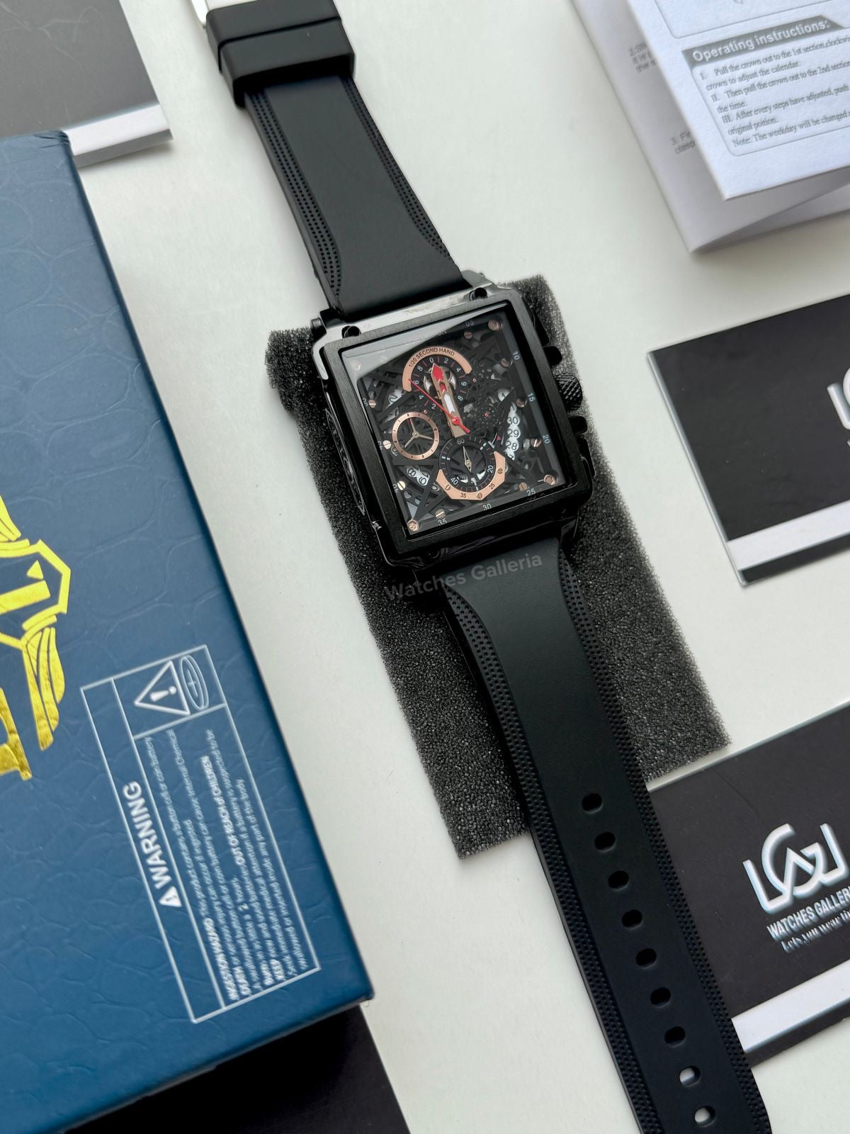 Lige Watch LG8935 Square Chronograph (Black) Lige Watch Pakistan