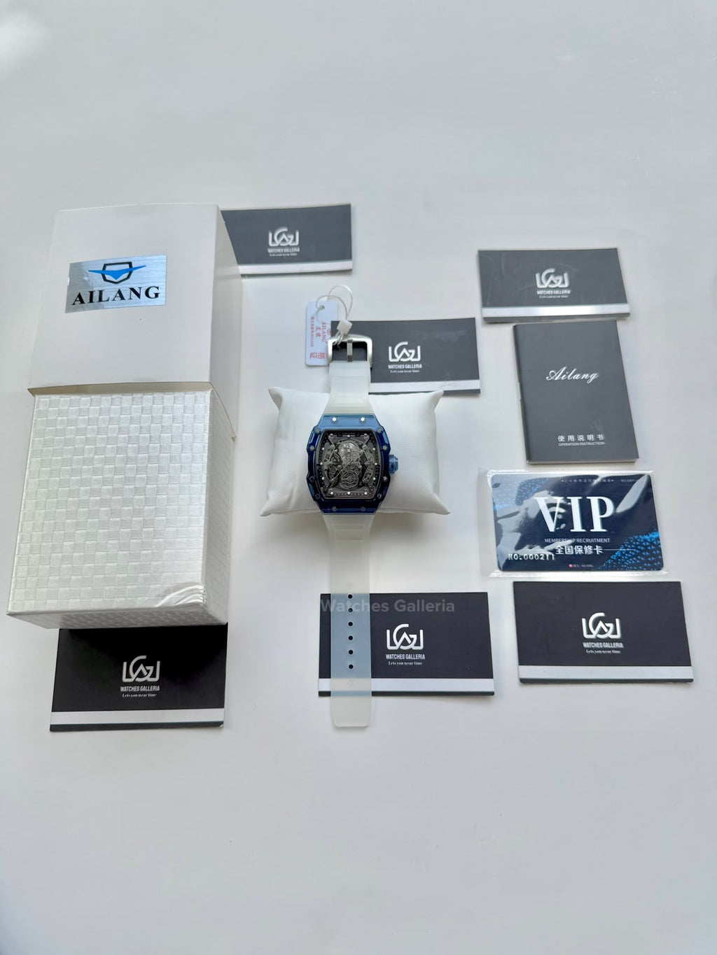 Ailang 8109 Skeleton Watch for Men White Blue Automatic Mechanical Watch Original Ailang Watch Pakistan