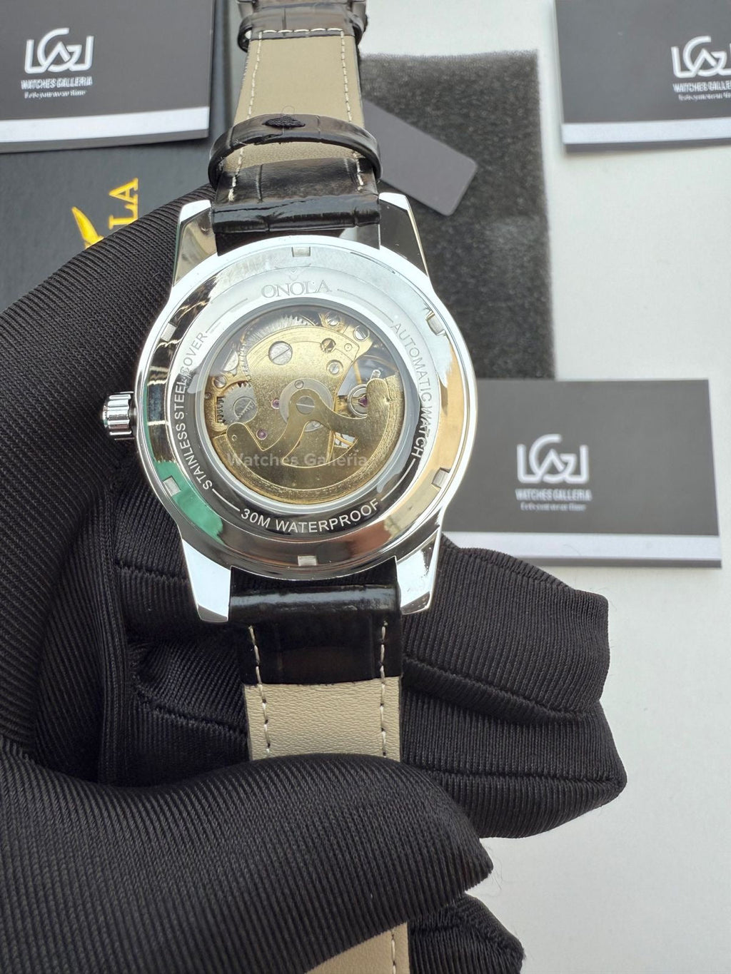 Onola Skeleton Watch Automatic (Silver/Black) ON3861 Watches Galleria