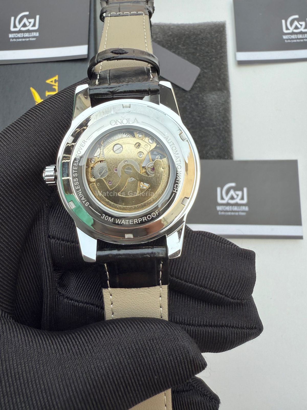 Onola Skeleton Watch Automatic (Silver/Black) ON3861 Watches Galleria