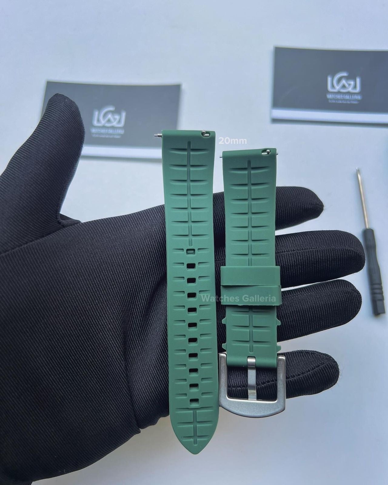Rubber Straps Quick Release (Army Green Silver Buckle) 20mm or 22mm