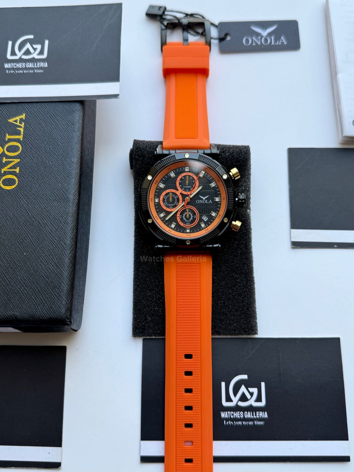 Onola 6859 Sports Chronograph Quartz (Orange) – Premium Racing Inspired Design | Original Onola Watch in Pakistan