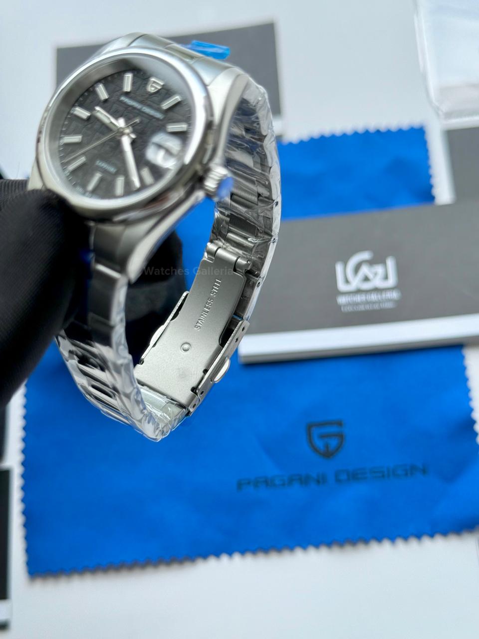 Pagani Design PD1794L Ladies Oyster Perpetual Date Black Dial Watch in Pakistan – 31mm Elegant Stainless Steel Quartz Luxury Watch