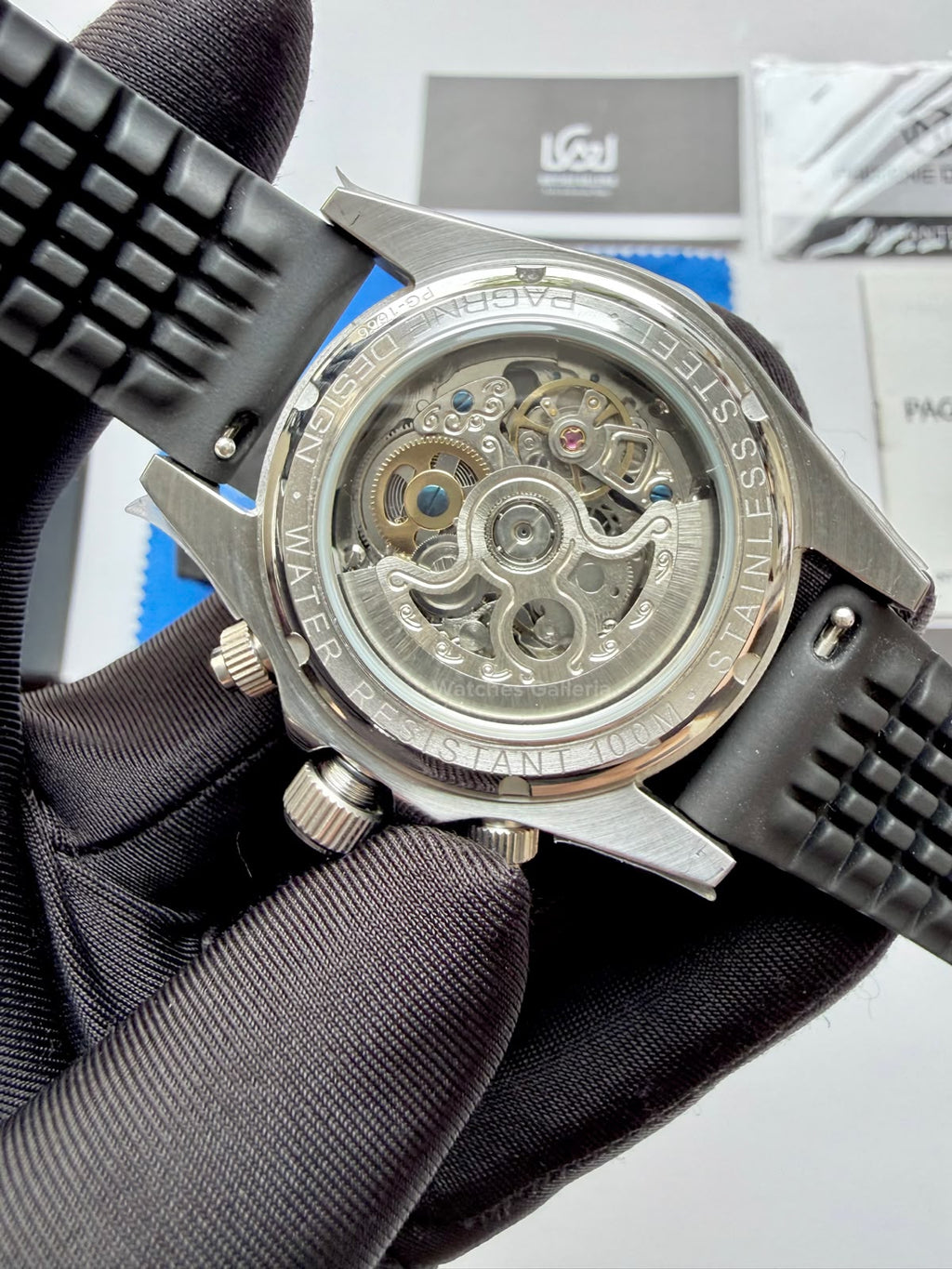 Pagani Design PG1666 Daytona Rainbow Limited Edition Black Automatic Chronograph Watch | 40mm Sapphire Crystal | HZ2196G Movement | 100M Water Resistant