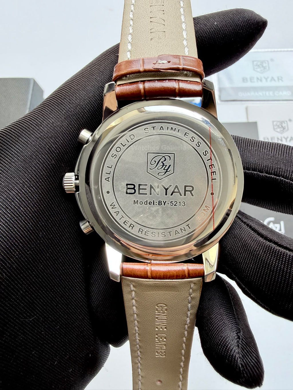 Benyar BY5213 Brown Men’s Luxury Quartz Leather Strap Watch – Waterproof Stainless Steel Analog Wrist Watch with Luminous Hands | Original Benyar Pakistan | Watches Galleria