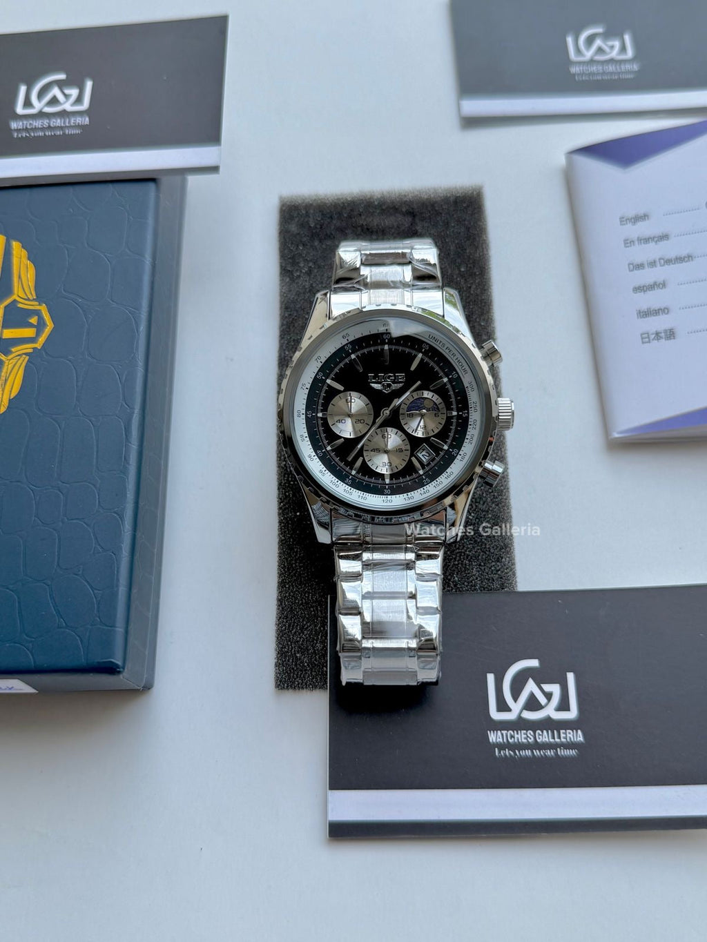 Lige Chronograph Quartz (Black) Lige8989 Watches Galleria