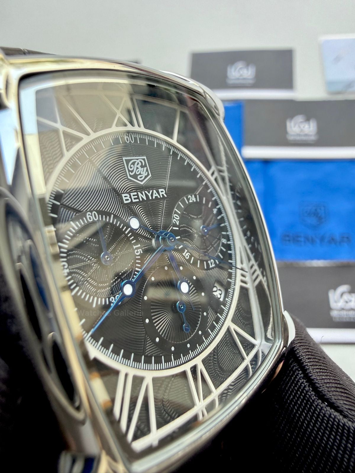 Benyar BY5113 Square Chronograph (Black/Silver) Benyar Watch Pakistan