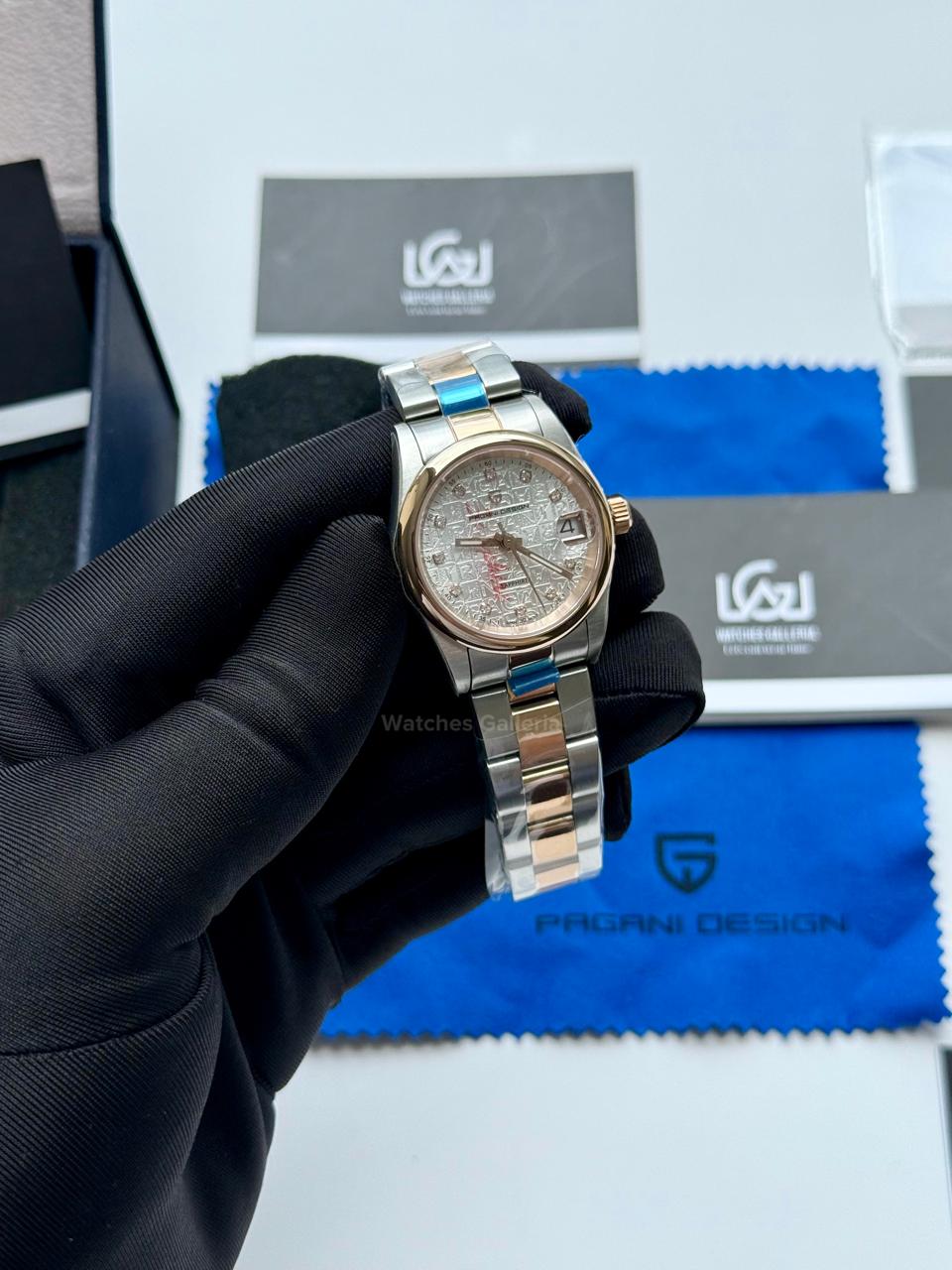 Pagani Design PD1794L Ladies Oyster Perpetual Date Two tone Dial Watch in Pakistan – 31mm Elegant Stainless Steel Quartz Luxury Watch