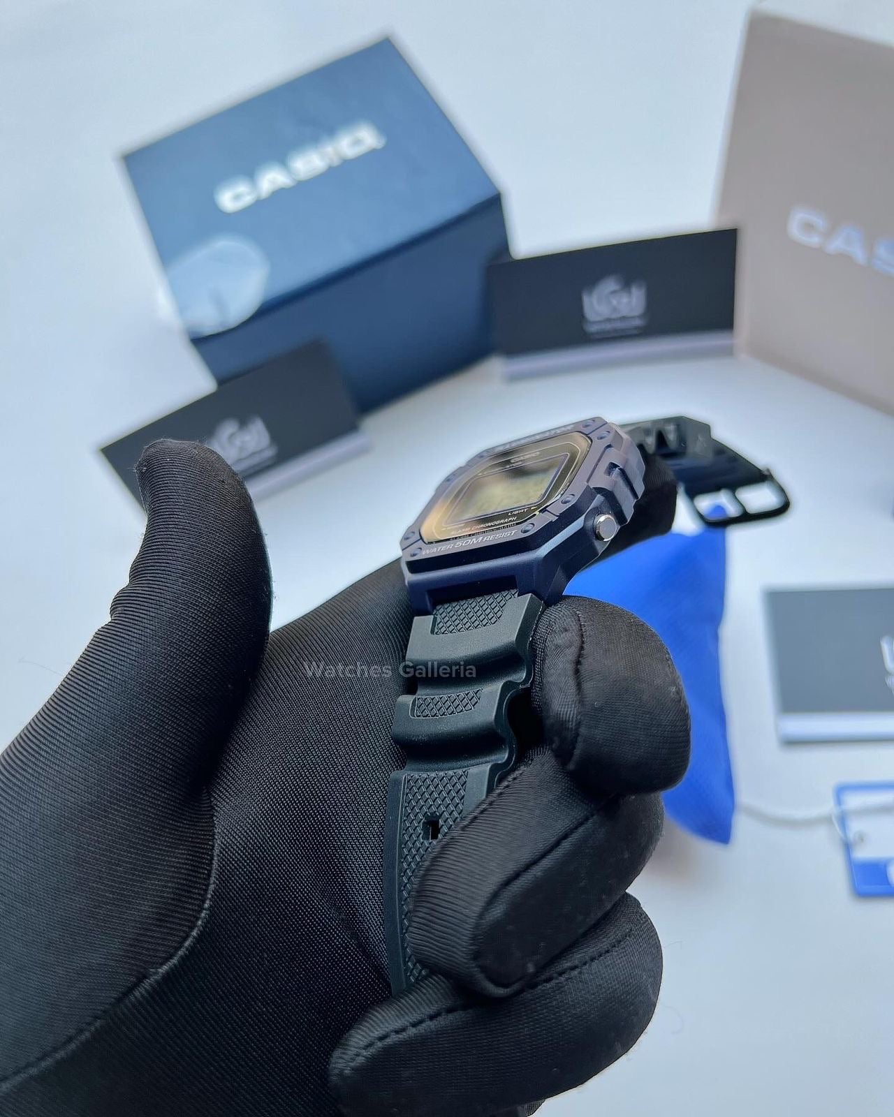 Casio Sports Digital Watch (Black Blue Limited Edition) W218H Watches Galleria