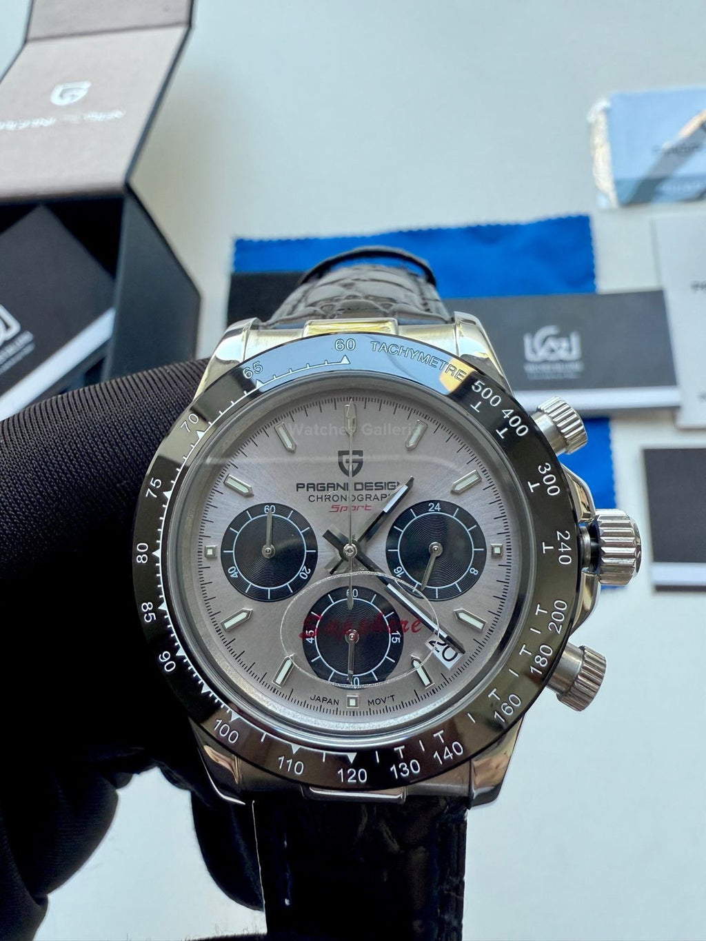 Pagani Design Daytona Quartz PD1664 Crocodile Leather Strap (Silver) Pagani Design in Pakistan