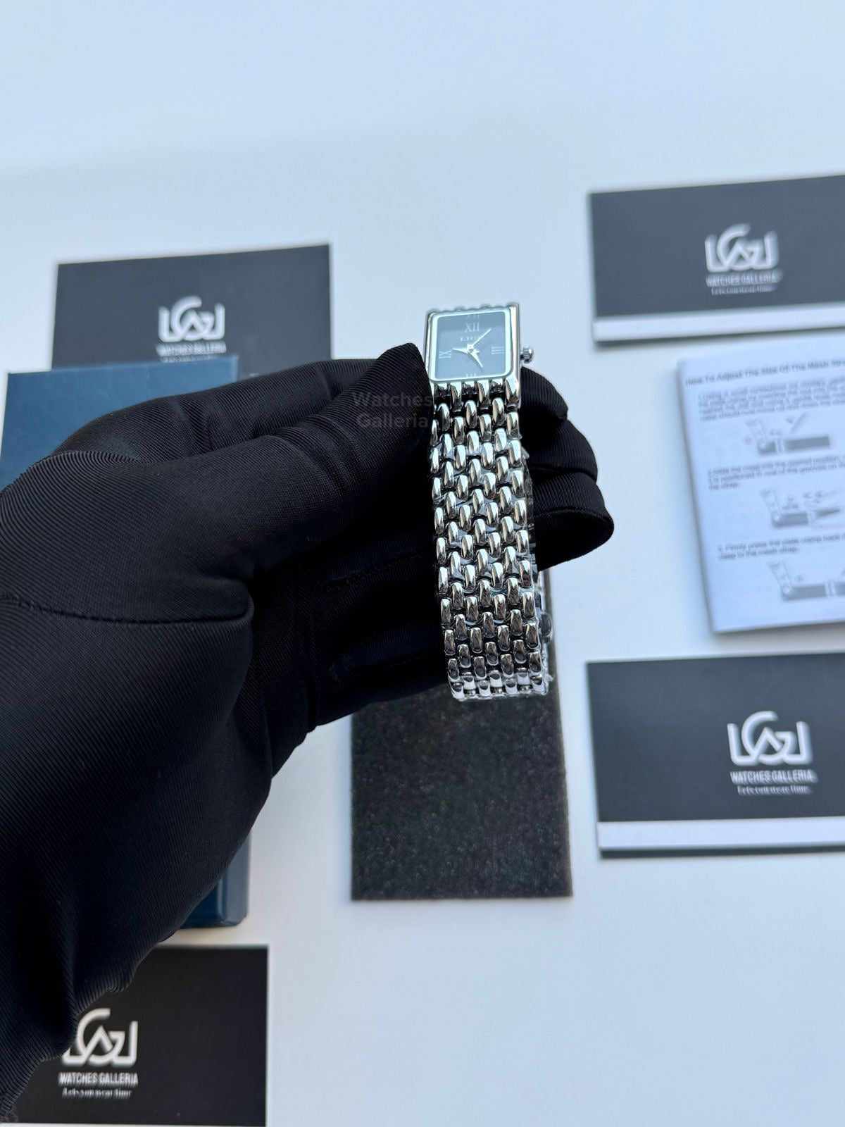 Lige 89156 Tank Women Watch Quartz (Silver/Black) Lige Women Watch