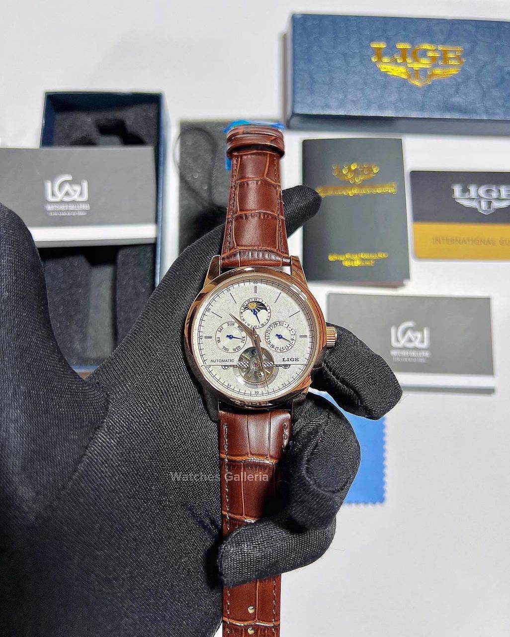 Lige Moonphase Automatic (Black Rose Gold) LIGE6828